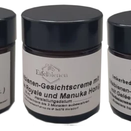 Eifelbienen-Gesichtscreme mit Gelée Royale oder mit Gelée Royale und mit Manuka Honig. Erkältungscreme.
